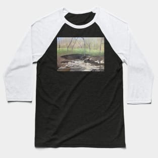 Stream by The Rocky Meadow Oil on Canvas Baseball T-Shirt